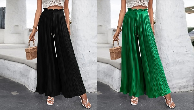 Women's Wide Leg Palazzo Trousers - 4 Colours, 4 Sizes from Discount Experts