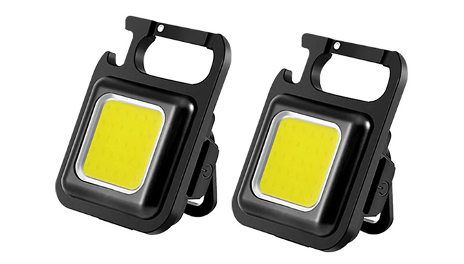 2 Mini Rechargeable Bottle Opener COB Flashlights from Discount Experts
