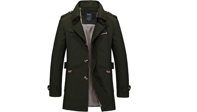 Men's Trench Coat - 5 Colours, 5 Sizes at Discount Experts
