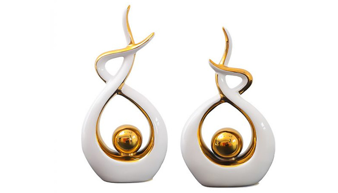 Modern Abstract Art Ceramic Statue - 2 Sizes & 2 Colours at Discount Experts