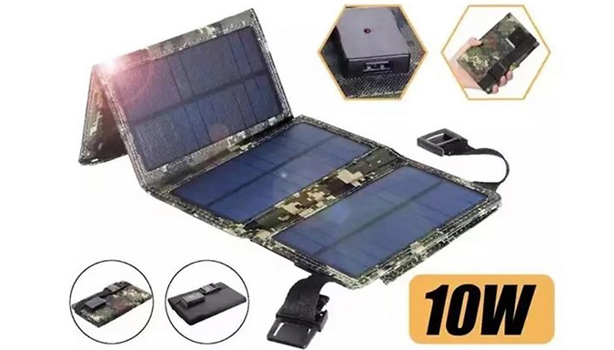 XL Folding Solar Panel with Power Bank – Waterproof Design! Deal Price £14.99