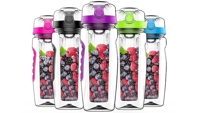 32oz Fruit Infuser Water Bottle - 5 Colours at Discount Experts