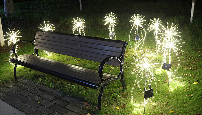 Solar Firework Lights with 200-LED Copper Wire - 3 Colours from Discount Experts