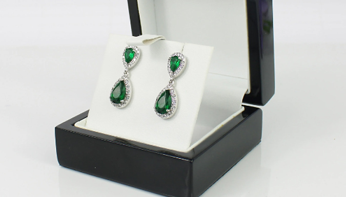 Simulated Emerald Tear Drop Earrings from Discount Experts