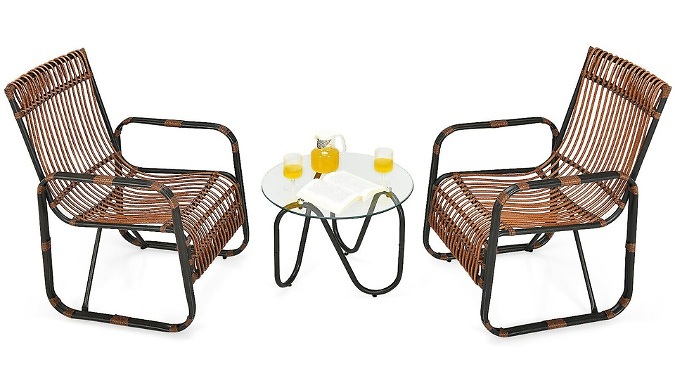 3-Piece Rattan Bistro Furniture Set from Discount Experts