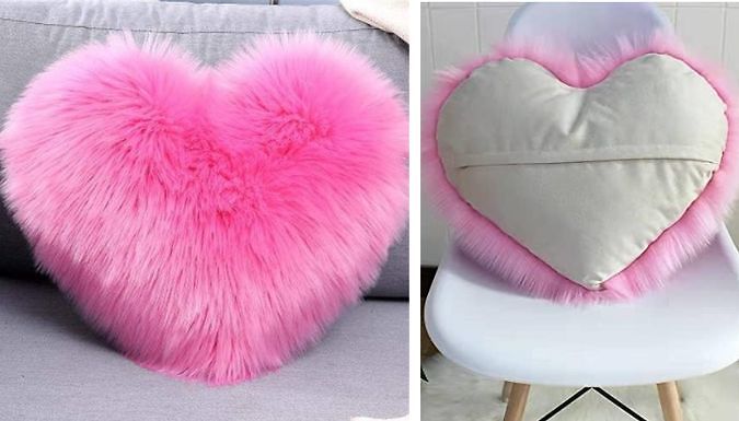 Fluffy Heart Shaped Pillow - 8 Colours from Discount Experts