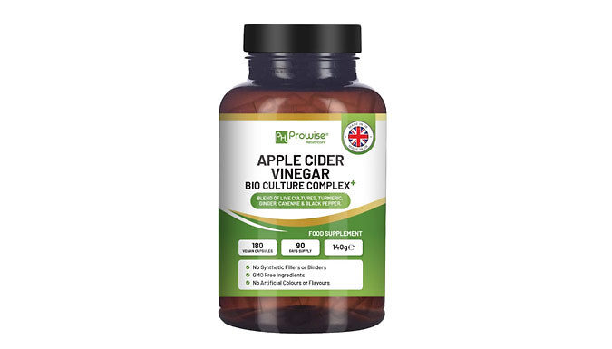 3-Month Supply of Prowise Apple Cider Vinegar Bio Culture Complex - 180 Vegan Capsules from Discount Experts