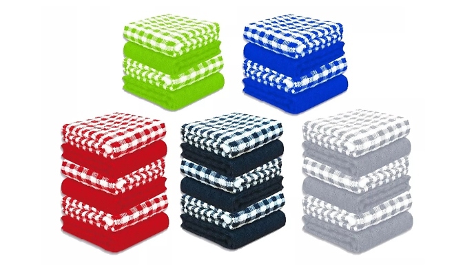 Pack of 6 Terry Tea Towels - 5 Colours at Discount Experts