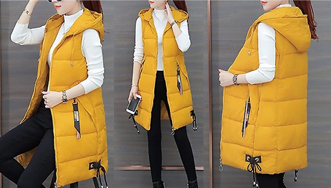 Women's Long Sleeveless Winter Coat - 5 Sizes & 5 Colours at Discount Experts