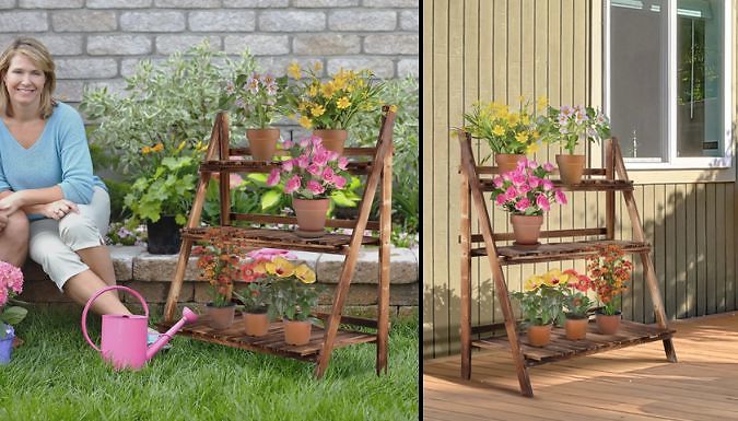 3-Tier Folding Ladder Flower Stand from Discount Experts