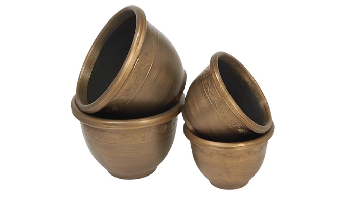 Image of THOMPSON AND MORGAN Set of 4 Antique-Effect Garden Planters