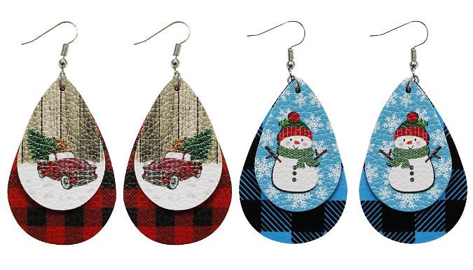 Christmas Leather Earrings - 4 Design Options from Discount Experts