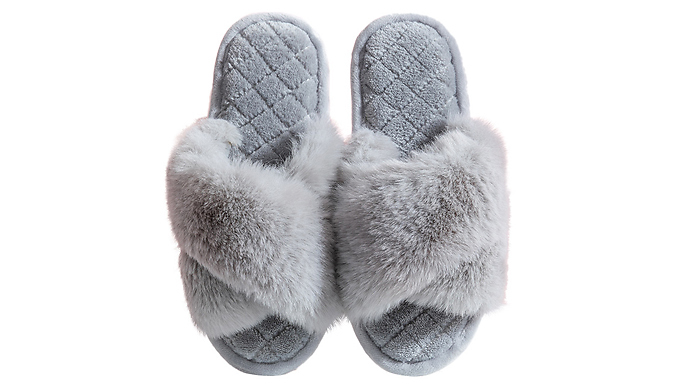 Cosy Cross Plush Slippers - 4 Colours & 3 Sizes at Discount Experts