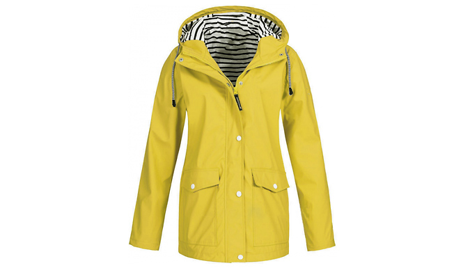 Striped Hooded Rain Jacket - 7 Colours & 7 Sizes from Discount Experts