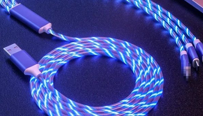 1 or 2 1.2m Luminous Fast Charging Cable - 4 Colours at Discount Experts