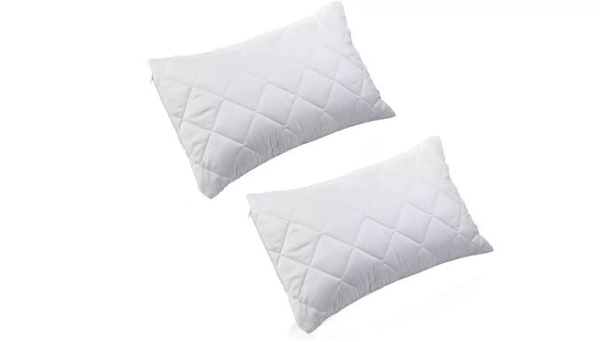 Quilted White Zipped Pillow Protectors - 2-Pack from Discount Experts