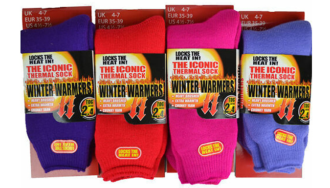 3 Pairs 2.4 TOG Thick Winter Warmer Socks - 2 Colours & 2 Sizes at Discount Experts