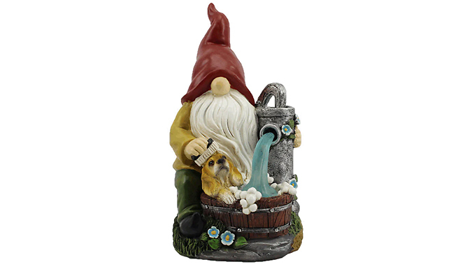 Garden Gnome & Dog Solar Light-Up Ornament from Discount Experts