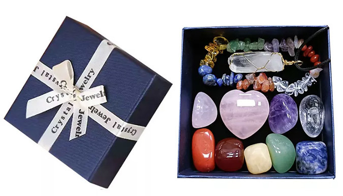11-Piece Healing Stones/Crystals & Jewellery Set from Discount Experts