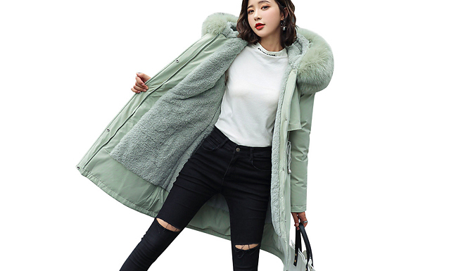 Padded Winter Coat With Oversized Fluffy Hood from Discount Experts