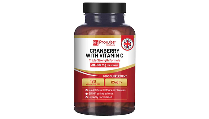180 Triple Strength Cranberry with Vitamin C - UTI Support at Discount Experts
