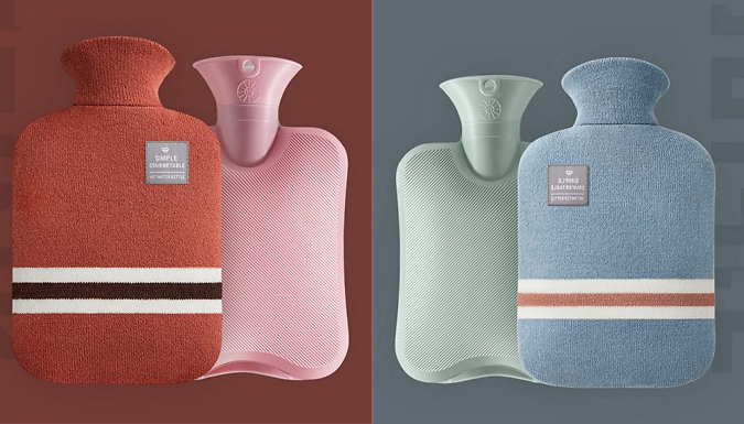 PVC Hot Water Bottle With Faux Woolen Cover - 5 Colours at Discount Experts
