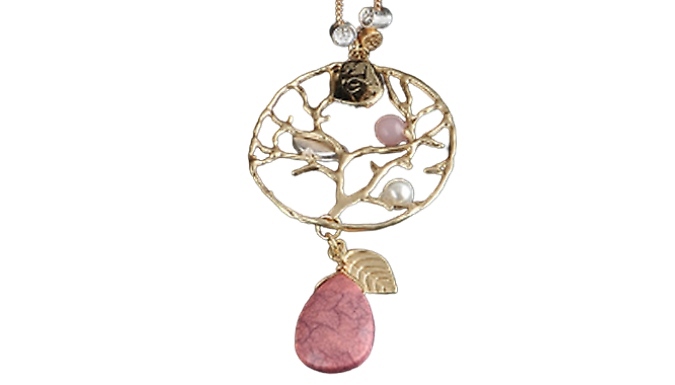 Bird Tree Pendant Boho Necklace at Discount Experts