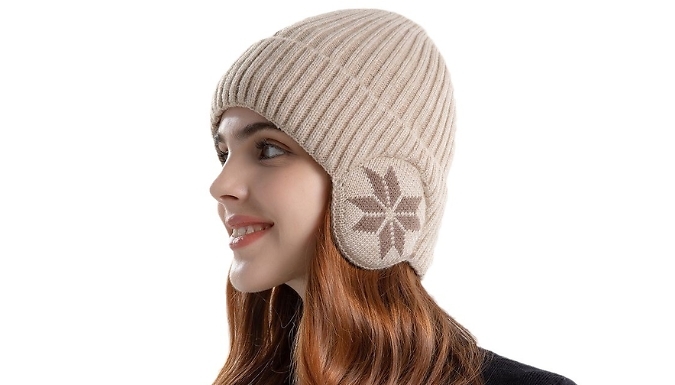 Winter Warm Fleece Knitted Beanie - 7 Colours at Discount Experts