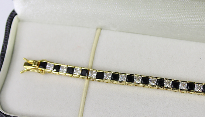 Yellow Gold Finish Created Diamond Bracelet With Jewellery Box at Discount Experts