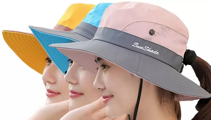 Women's Summer Wide Brim Bucket Hat - 7 Colours from Discount Experts
