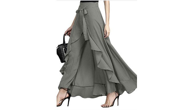 Ruffled Trouser with Wrap Skirt - 4 Colours & 5 Sizes at Discount Experts