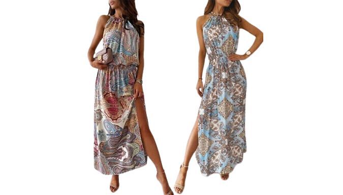 Sleeveless Paisley Dress - 2 Colours, 4 Sizes from Discount Experts