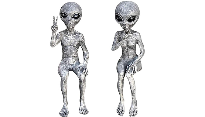 1 or 2 Silver Alien Garden Ornaments - 2 Designs from Discount Experts