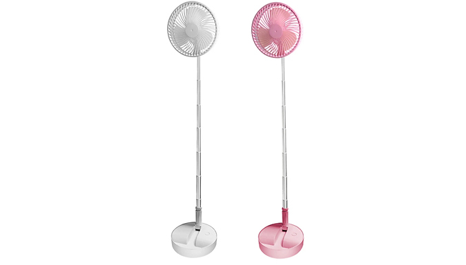 USB Rechargeable Folding Telescopic Floor Fan - 2 Colours at Discount Experts