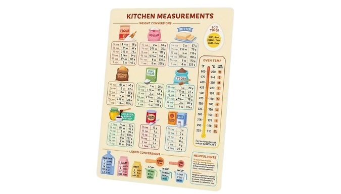Magnetic Kitchen Conversion Chart - For Easier Cooking & Baking. from Discount Experts