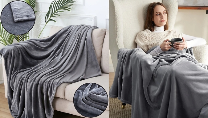 Ultra Soft Fleece Throw Blanket - 11 Colours, 3 Sizes from Discount Experts