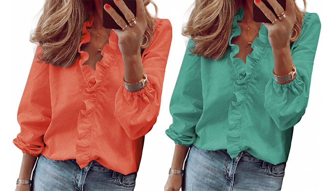 Frilled Pirate Blouse - 4 Colours & 6 Sizes from Discount Experts