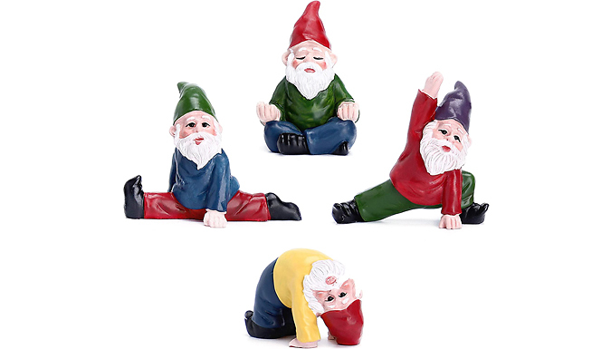 4-Piece Mini Garden Yoga Gnomes Statue Set Deal Price £8.99