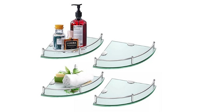 Glass Corner Storage Floating Shelf - 2 Sizes from Discount Experts