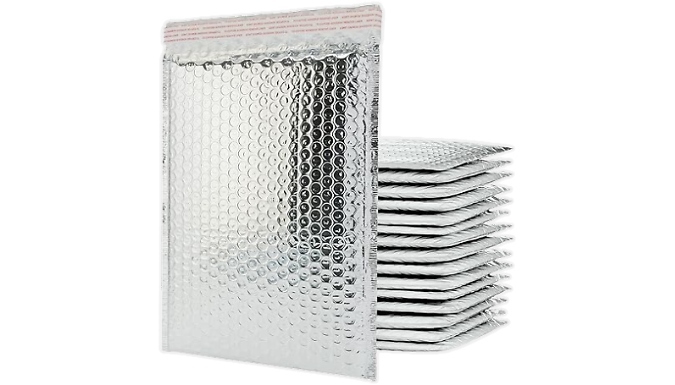 100-Pack of Metallic Foil Bubble Mailing Bags. - 3 Colours, 4 Sizes. from Discount Experts