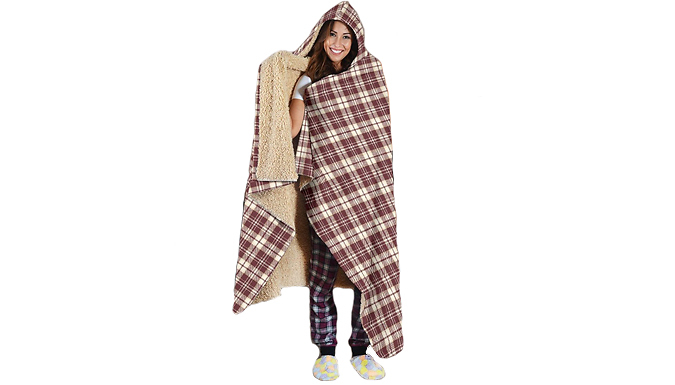 Wearable Sherpa Hooded Snuggle Blanket - 2 Colours from Discount Experts