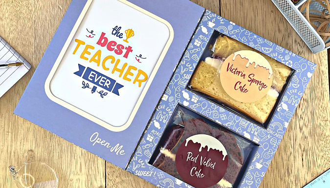 Personalised Cards + 2 Cake Slices – Vegan and Gluten Free Options! Deal Price £5.99