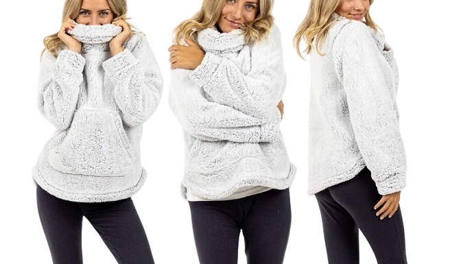 Cowl Neck Fleece Lounge Top - 5 Sizes at Discount Experts