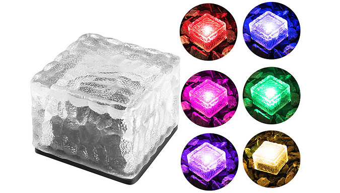 1 or 2 Solar Ice Brick Lights - 3 Colours from Discount Experts