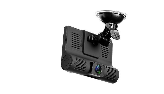 Triple Vision Dash Cam with Optional 32GB SD Card - Front, Rear & Interior Lenses from Discount Experts