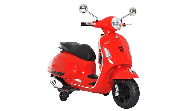 HOMCOM 6V Kids' Vespa Licensed Ride-On Motorcycle from Discount Experts