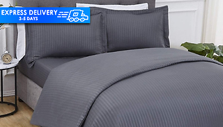 Sleepdown Sateen Stripe Complete Bedding Set - 4 Colours & 4 Sizes