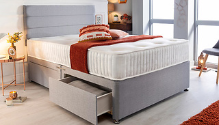 Grey Orthopaedic Divan With Memory Foam Mattress & Queen Headboard - 6 ...