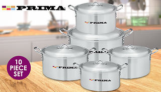 Prima 10-Piece Aluminium Pot Cookware Set - 2 Options