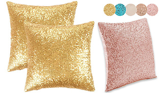 1, 2 or 4-Pack of Glittery Sequin Cushion Covers - 5 Colours